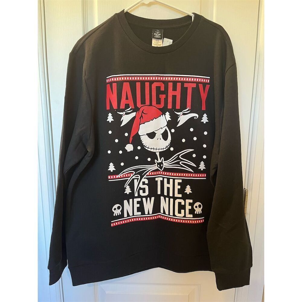 🆕 Disney Jack Skellington Nightmare Before Christmas Sweatshirt Black XL Unisex